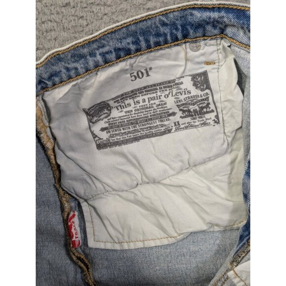 Levi's 501 Jean Shorts Womens 18W High Rise Raw Hem Distressed Cutoff Style - Picture 9 of 16